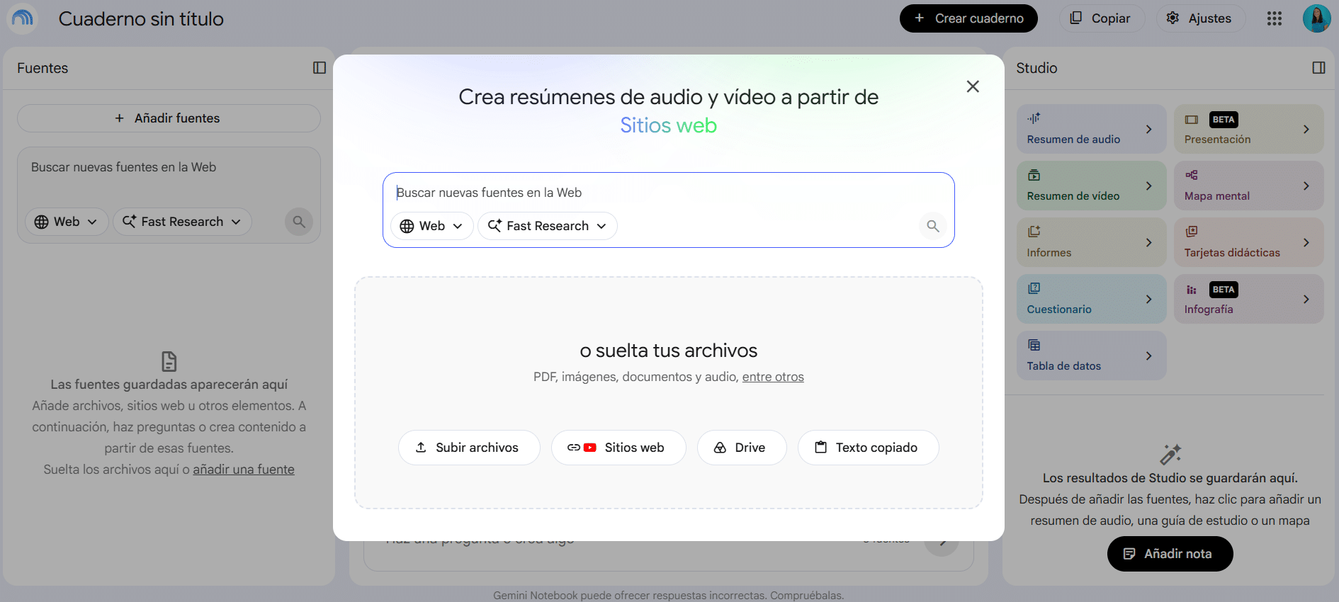Crear un cuaderno en Notebook