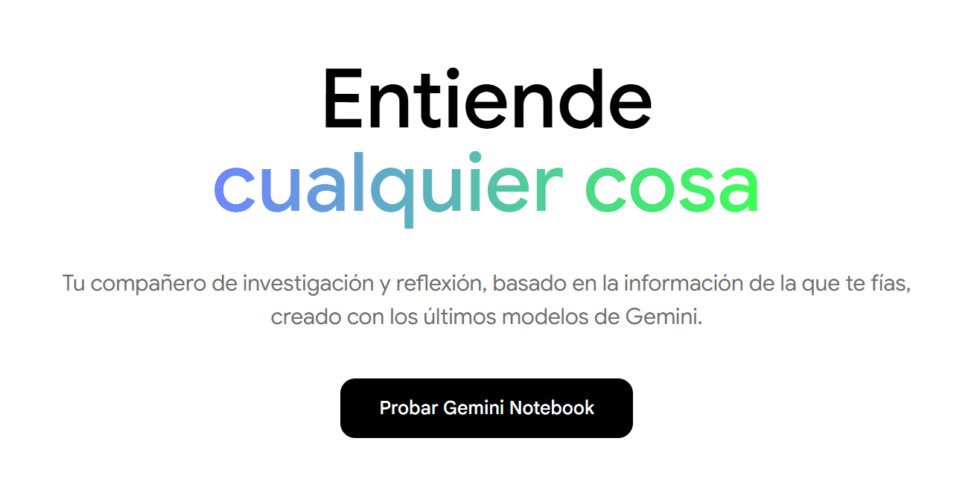 Página de inicio de NotebookLM